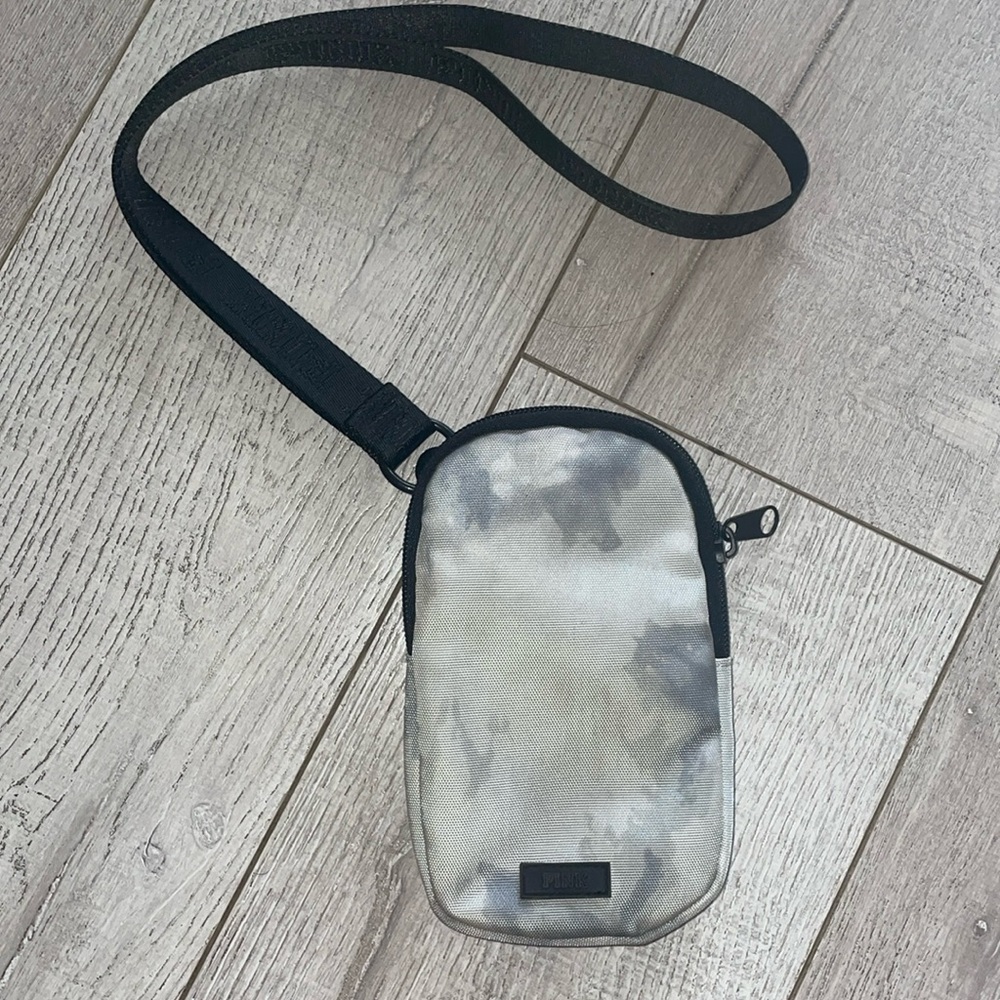 Pink tye dye canvas cell phone bag with strap cc holder
